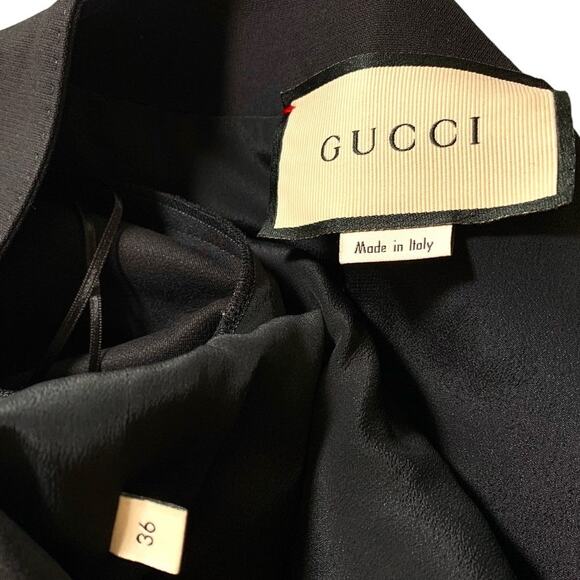 Gucci Alione V-neck Long Sleeve Button Jumpsuit Wool Silk Gold Black IT 36 US 0 - Picture 9 of 16